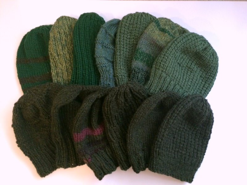 Green Handknit hats